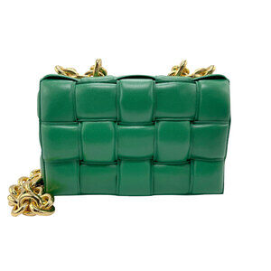 Bottega Veneta Padded Leather Chain Cassette Shoulder Bag green